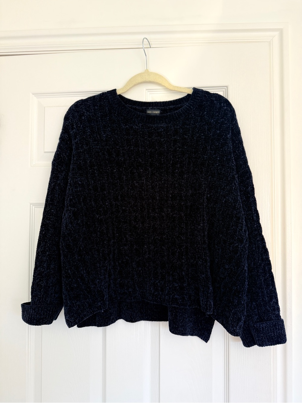 Coco + Carmen Navy Chenille Oversized
Sweater Size S/M